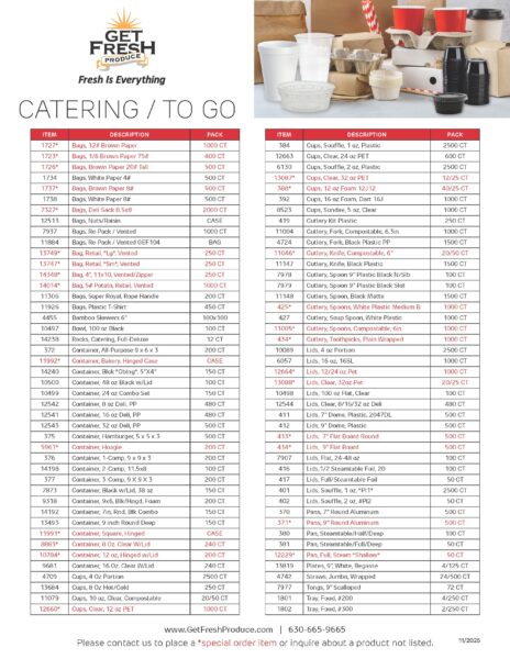 Catering and To Go Container product flyer